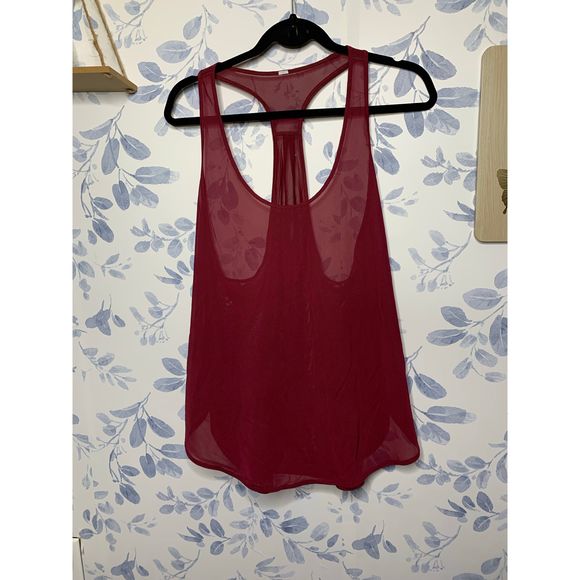 Lululemon Tops - Lululemon Sheer Red Tank Size 8